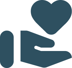 Icon of a hand holding a heart symbol above it.