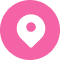 White location pin icon on a pink circular background.
