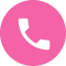White telephone handset icon inside a pink circular background.