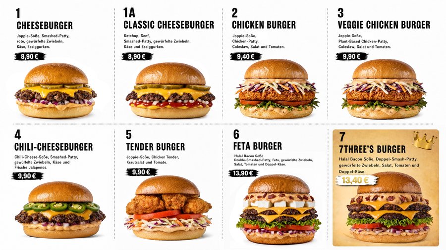 Speisekarte - Burger