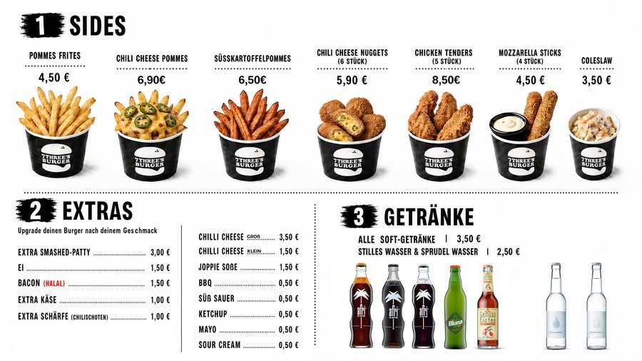Sides, Extras und Getränke