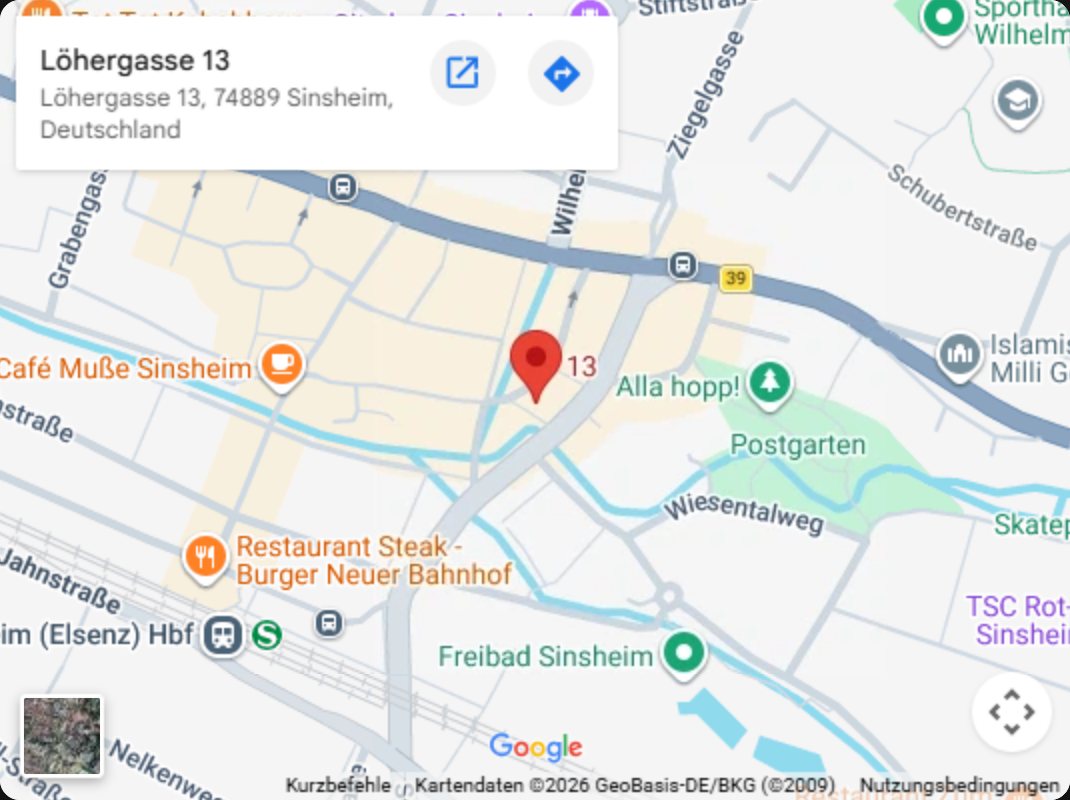 Kartenvorschau Standort 7 Three's Burger, Löhergasse 13 in Sinsheim