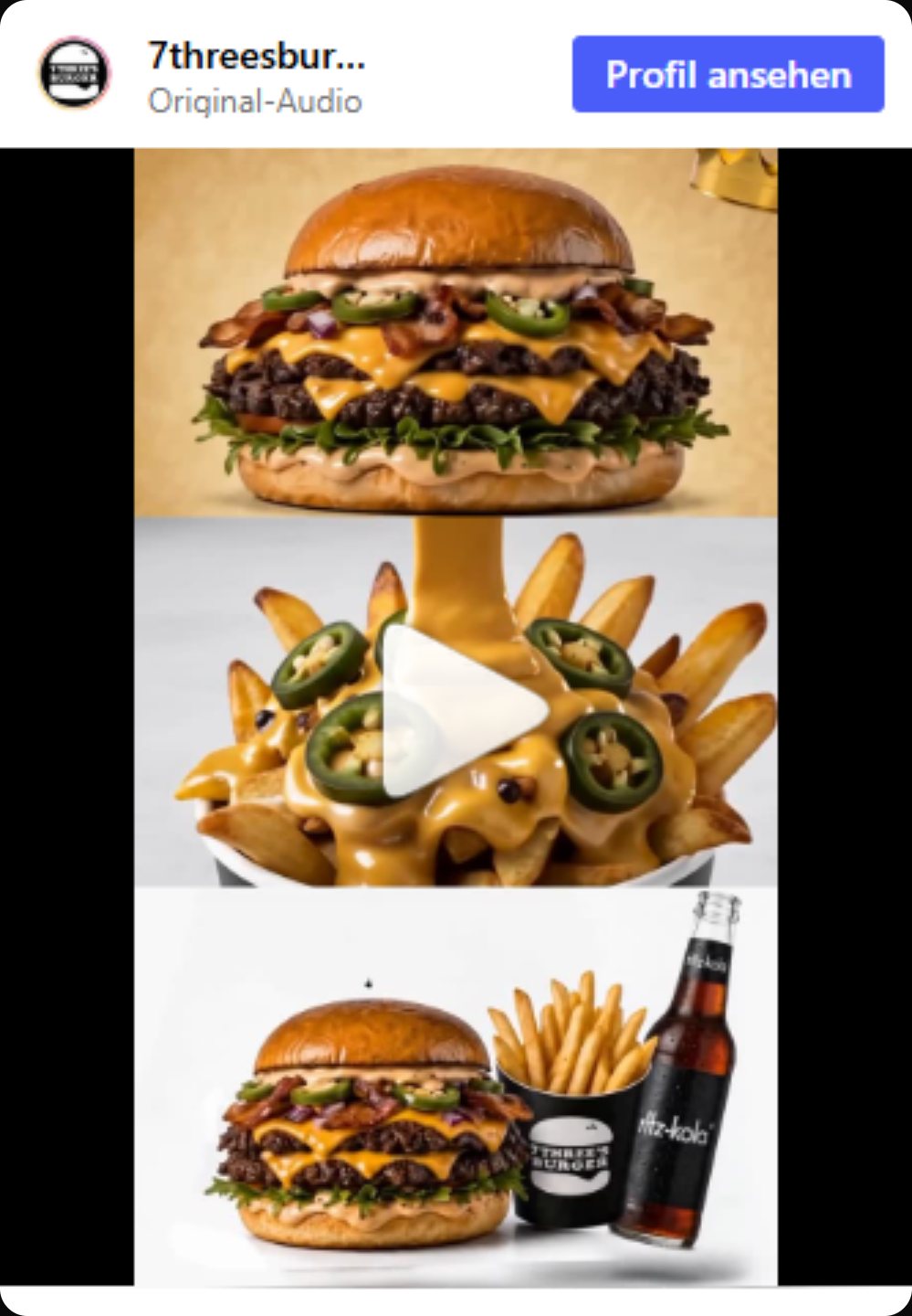 Vorschau Instagram Feed von 7 Three's Burger