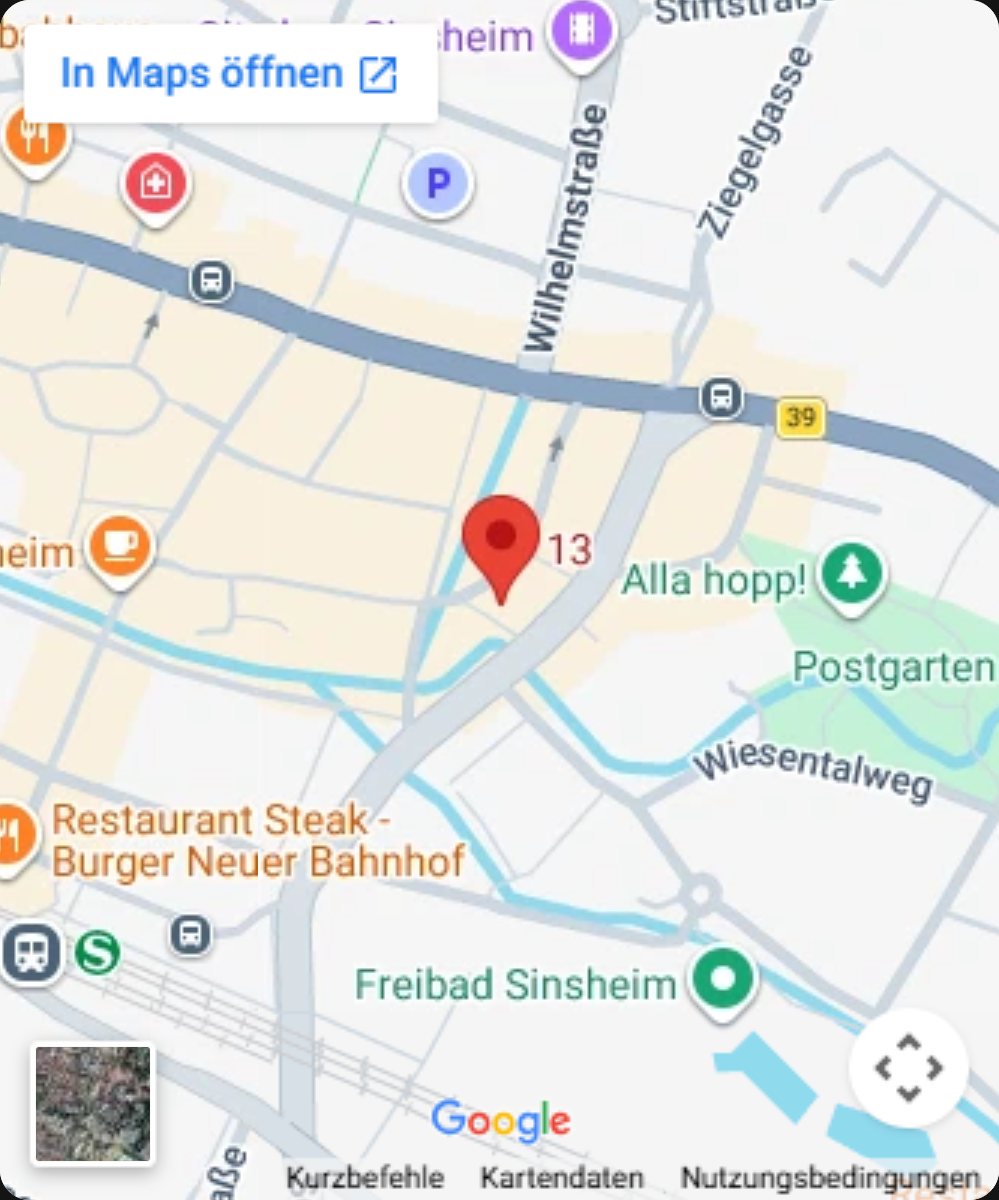 Kartenvorschau Standort 7 Three's Burger, Löhergasse 13 in Sinsheim
