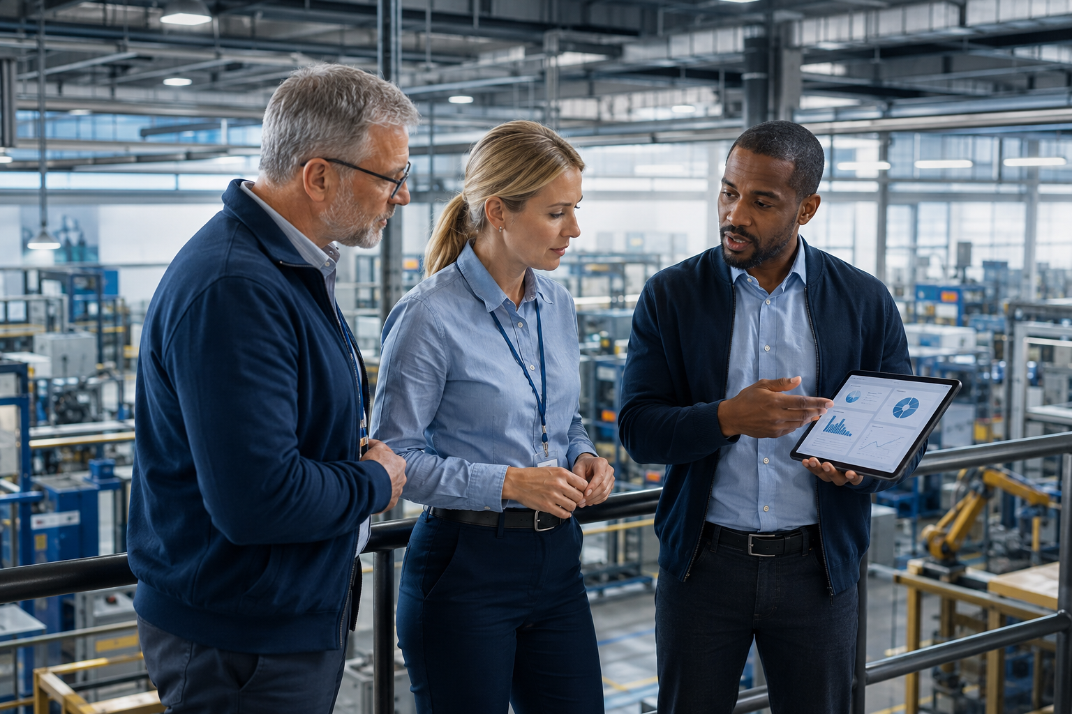 Operations leaders evaluating the business value of AI on a factory floor.