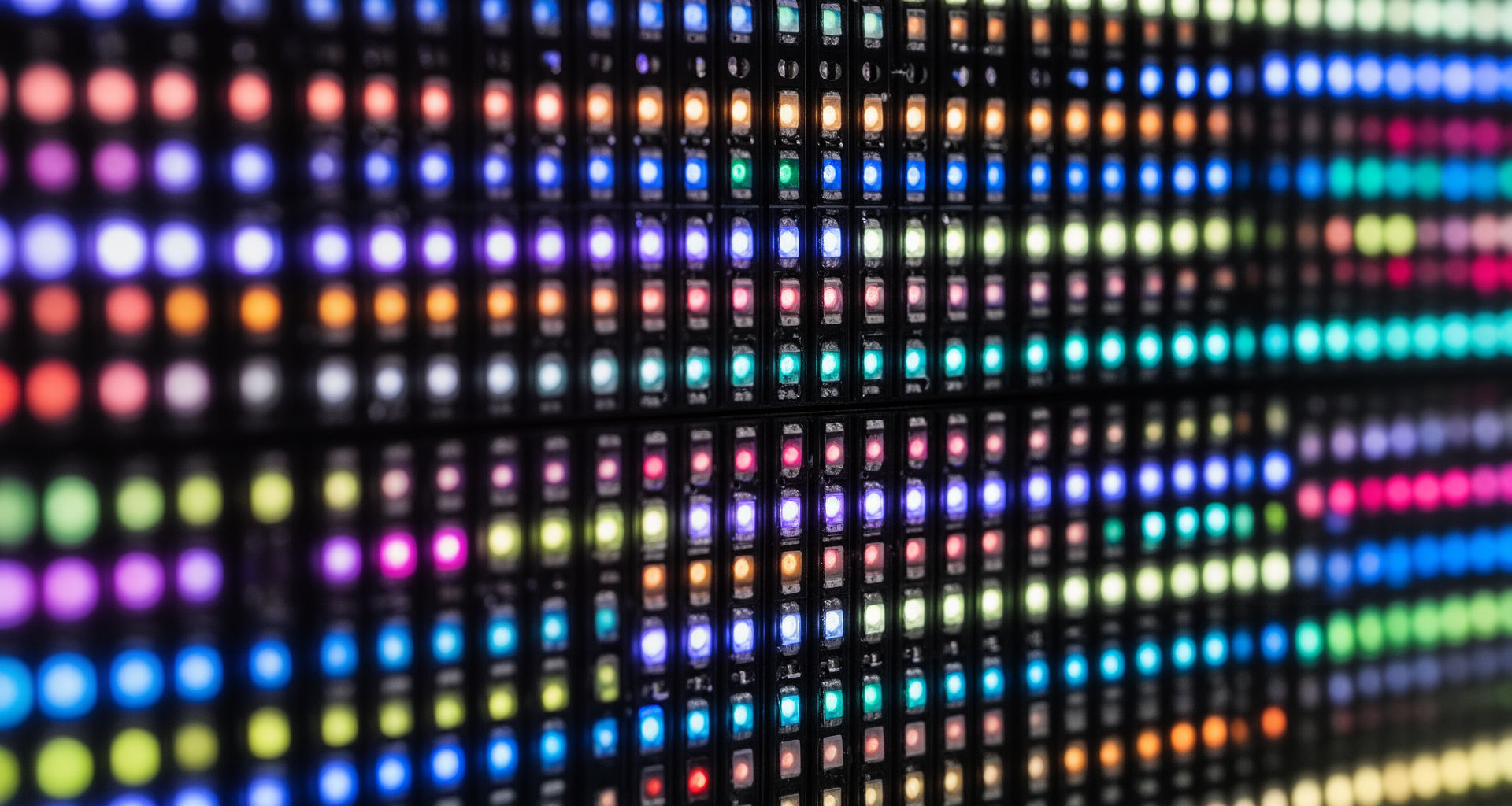 Macro close-up of fine-pitch LED video wall panels