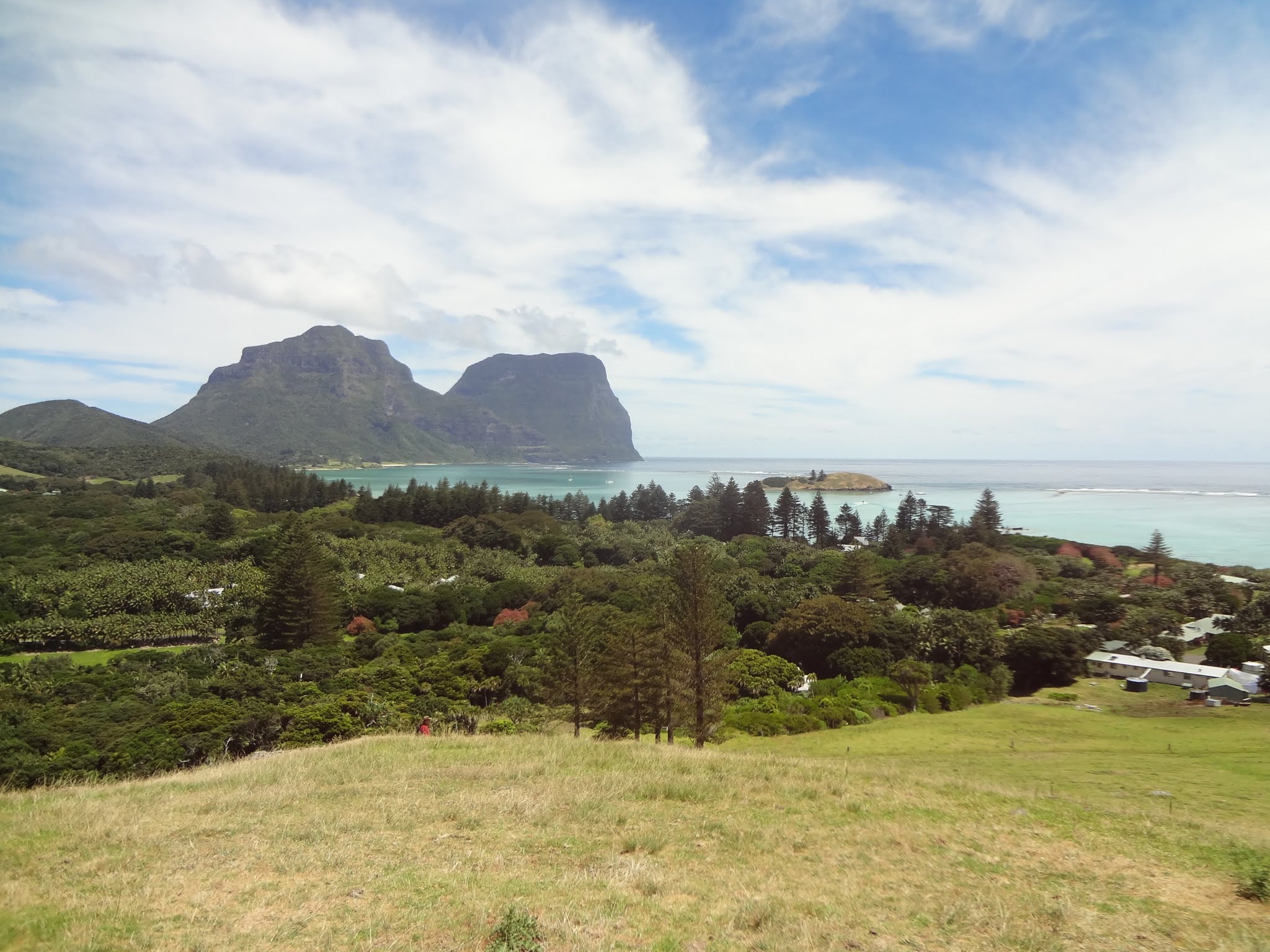 View across Lord Howe Island’s lagoon toward Mount Gower