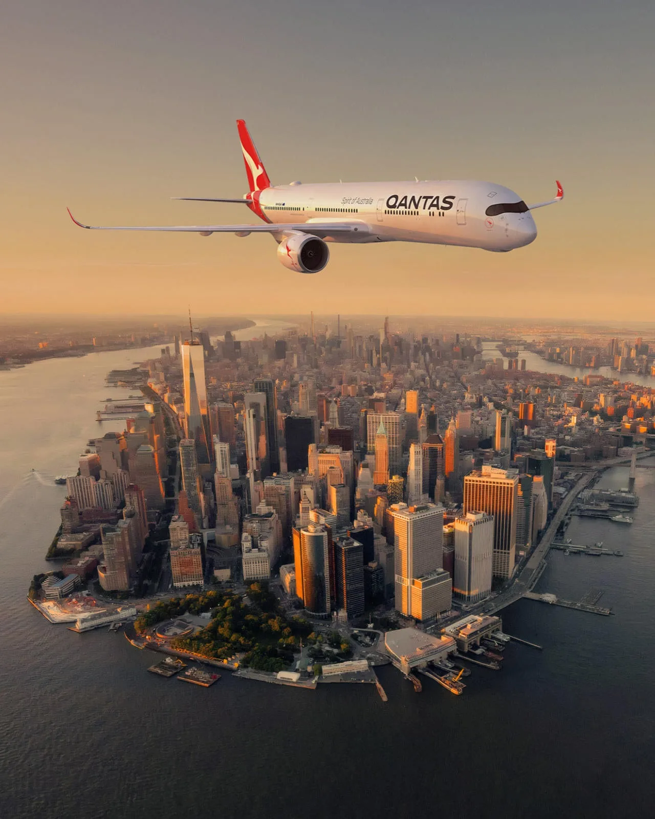 Qantas Project Sunrise A350 in flight, the aircraft for nonstop New York to Sydney flights from 2028