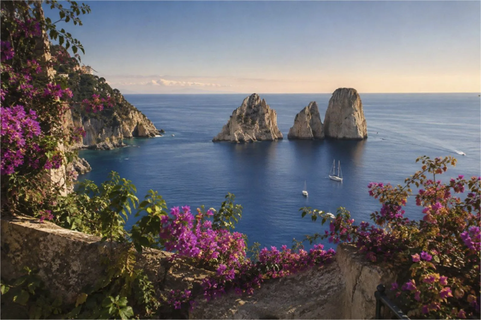 The cliffs of Capri falling to the Tyrrhenian Sea