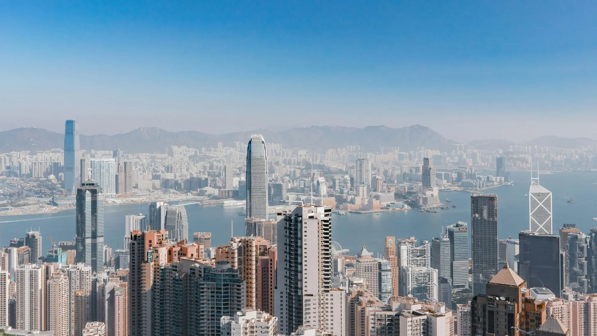 Panoramic view of the Hong Kong skyline and Victoria Harbour