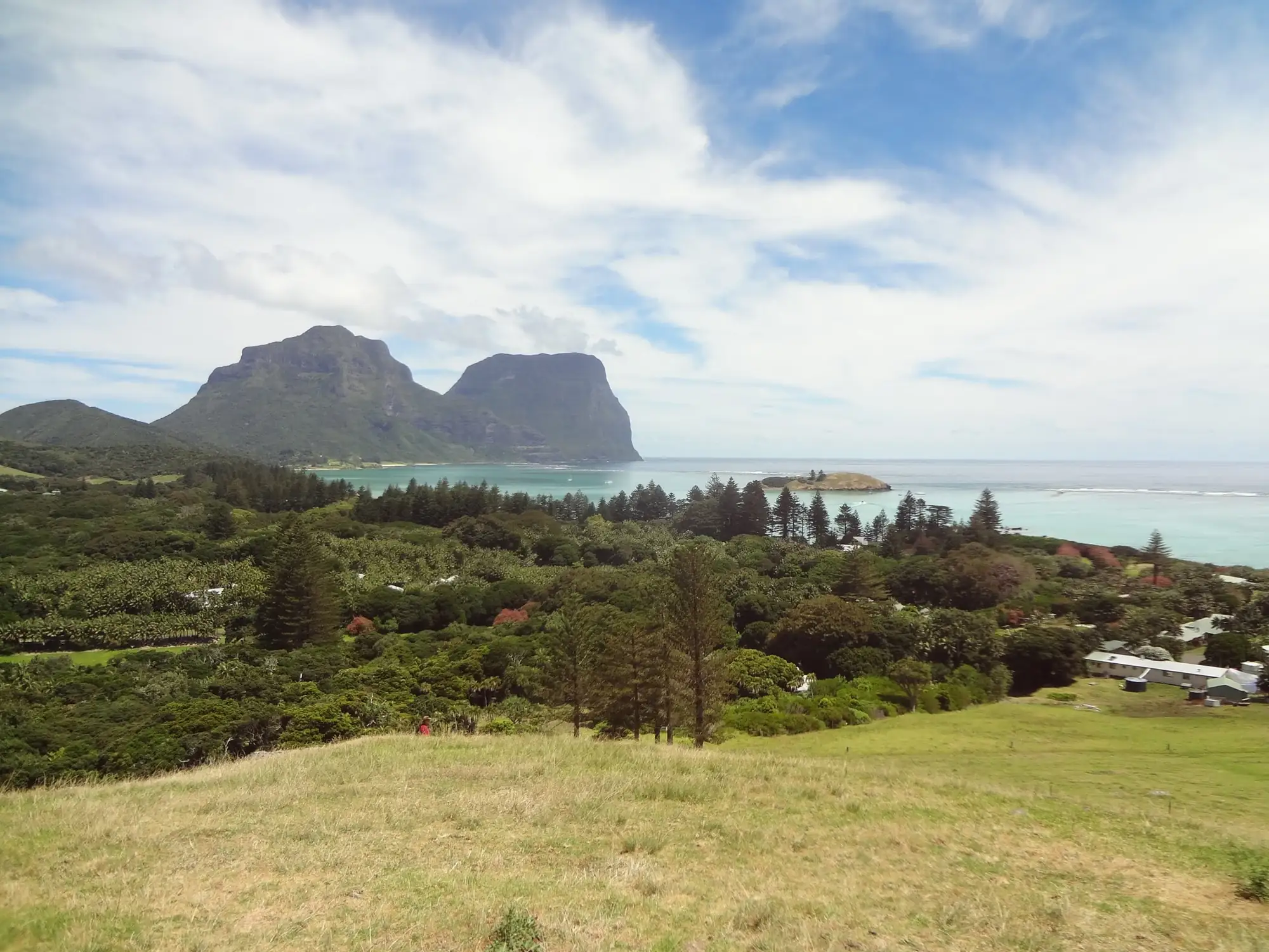 View across Lord Howe Island’s lagoon toward Mount Gower
