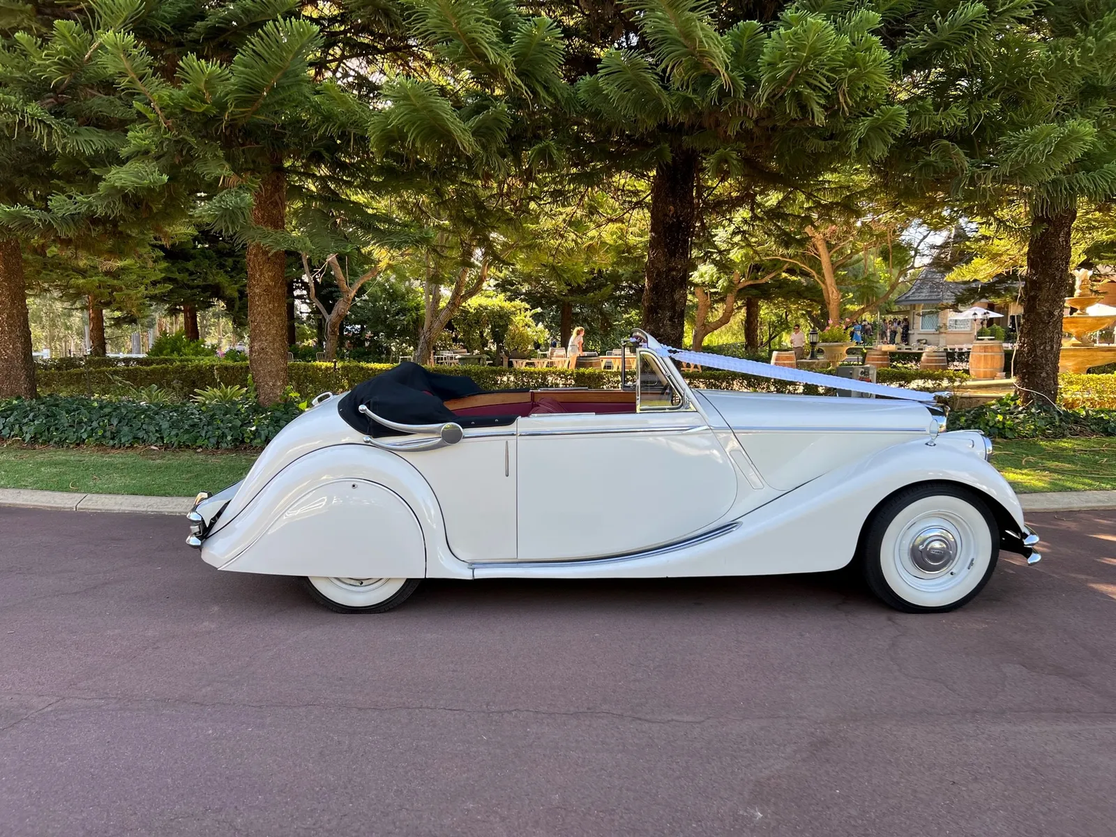 Classic Jaguar convertible vintage wedding car, Perth
