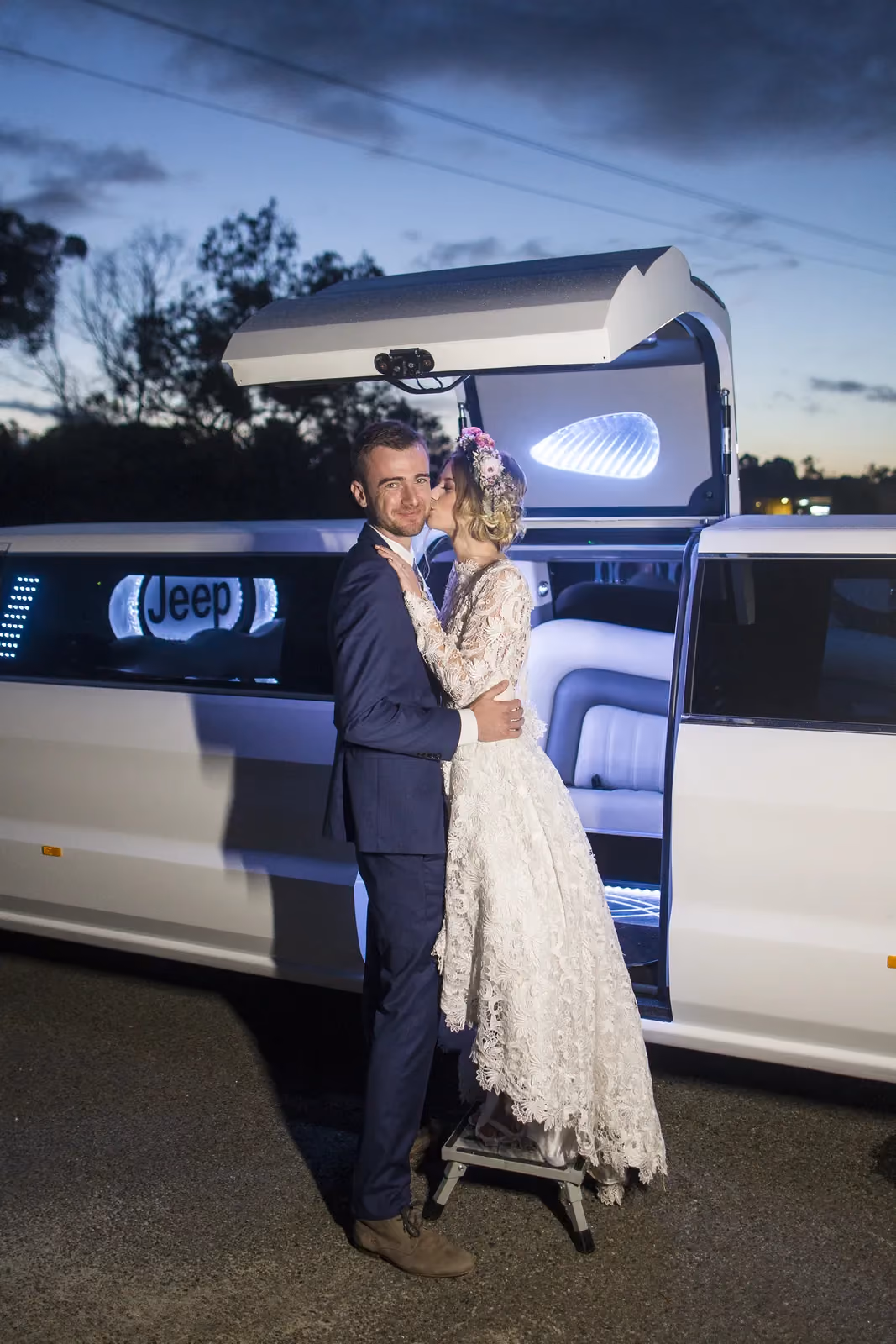 White Jeep stretch limousine, Perth