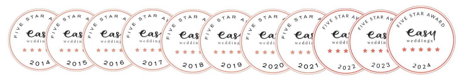 Easy Weddings Five Star Award winner, 2014 through 2024