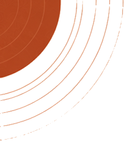 Partial view of concentric circular lines in terracotta color on a black background.