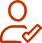 Orange icon of a person holding a pencil, symbolizing writing or editing.