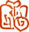 Orange abstract floral icon with three stylized flowers and curving stems on a white background.