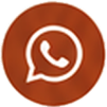 WhatsApp icon in white on a round brown background.