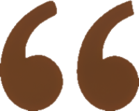 Brown stylized opening quotation marks on a transparent background.