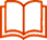 Simple orange outline of an open book icon on a white background.