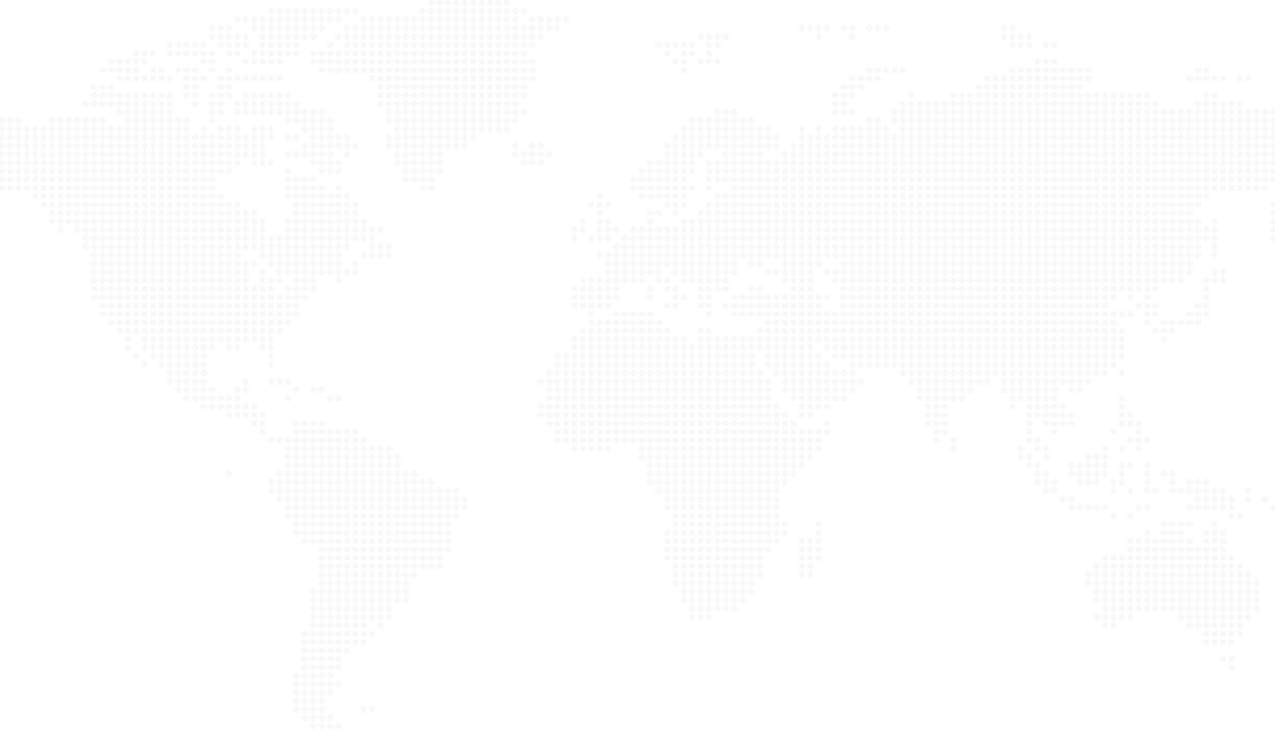 World map composed of evenly spaced small white dots on a black background.