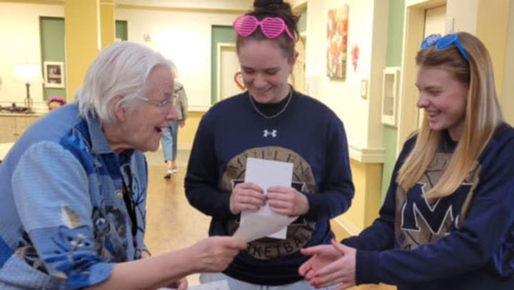 Residents Swap Valentines with a Local Girl's Basketball Team!