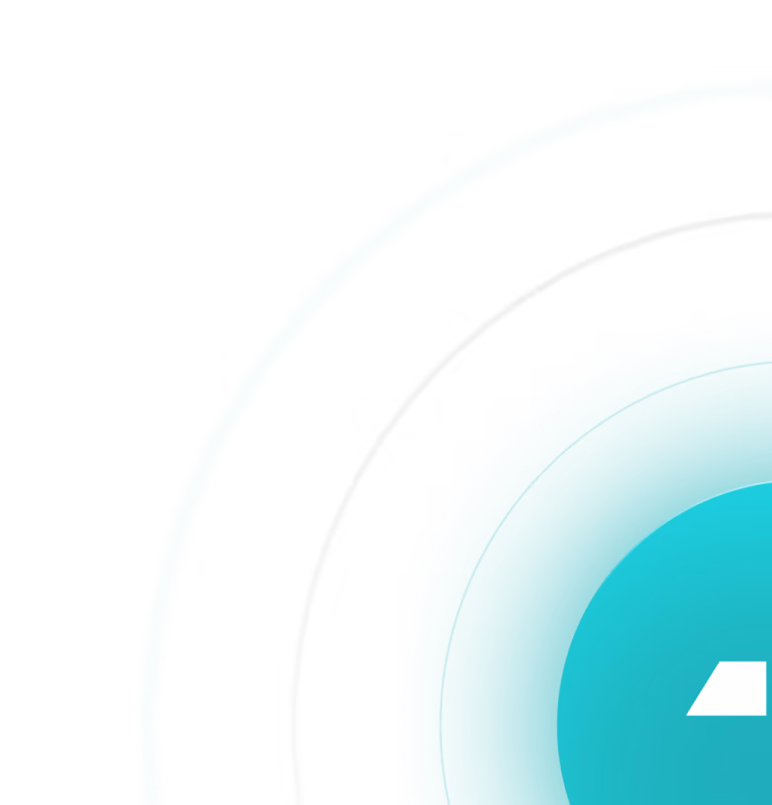 Partial abstract design with turquoise and black curved lines on a black background.