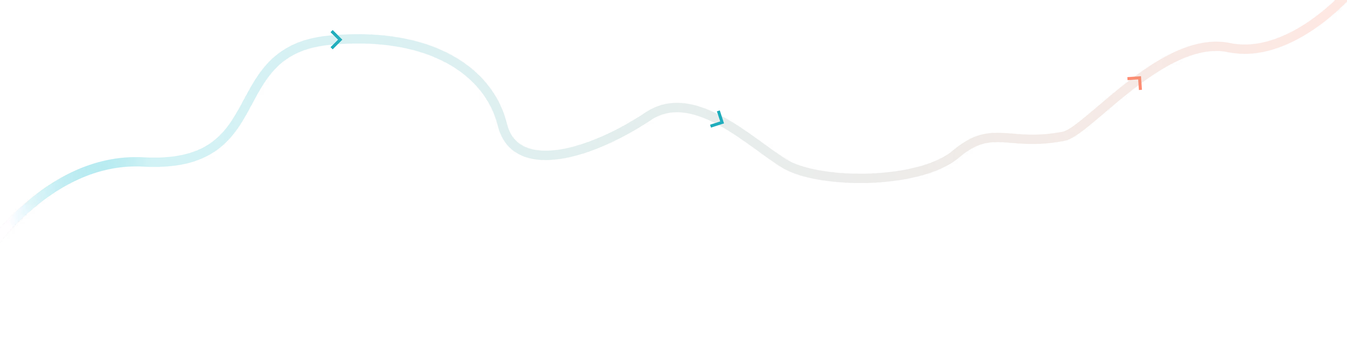 Curved multicolor arrow line moving horizontally from left to right on a black background.