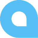 Blue lowercase letter 'a' with a thick rounded design and a hollow center.