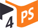 Adobe Photoshop icon with orange background and black letters PS on an open book shape.