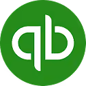 QuickBooks logo white lowercase qb on green circular background.