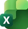 Microsoft Excel logo with green overlapping shapes and an Excel icon.