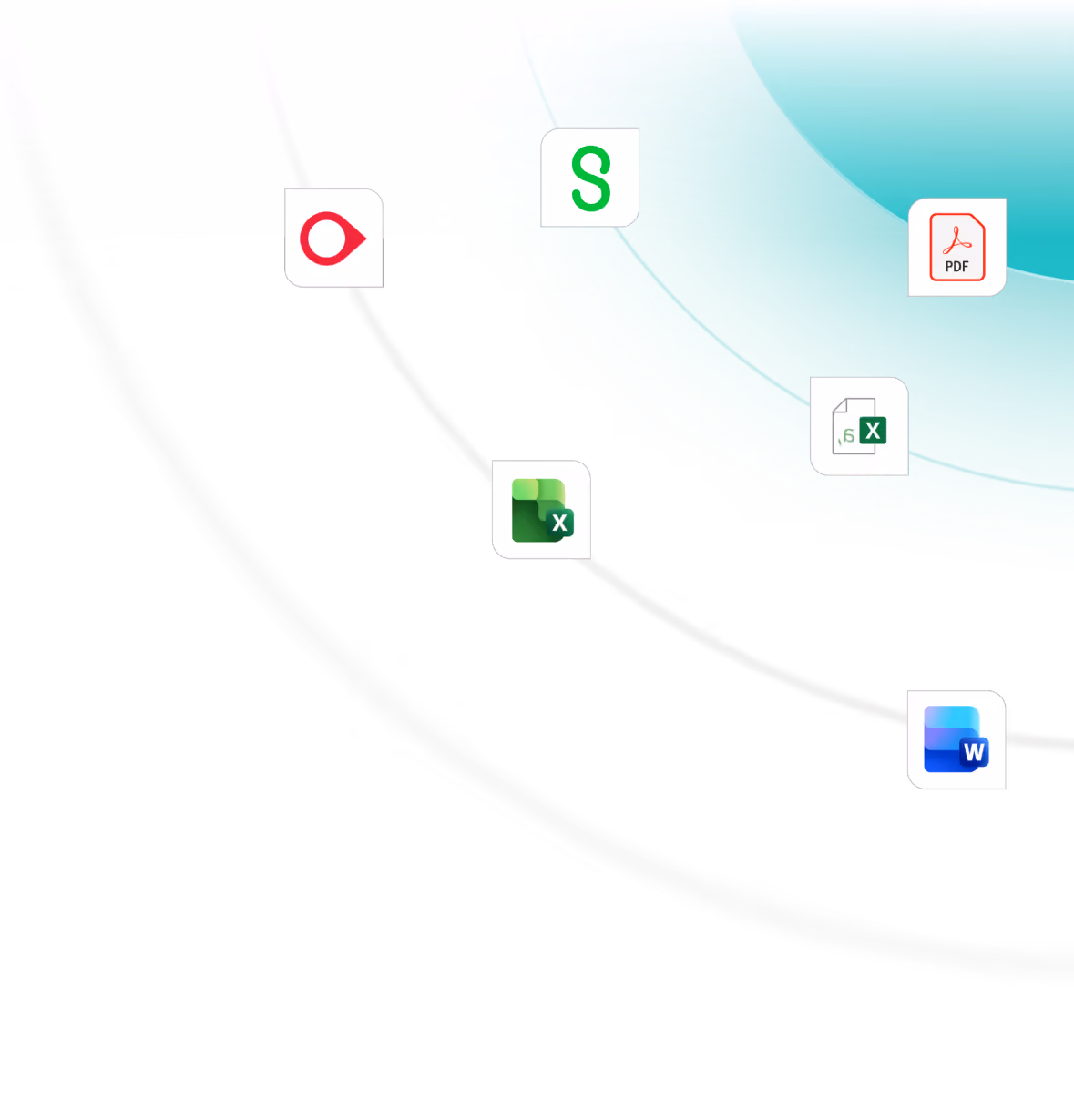 Icons for Microsoft Word, PDF files, and an orange hard hat on a blue gradient background.