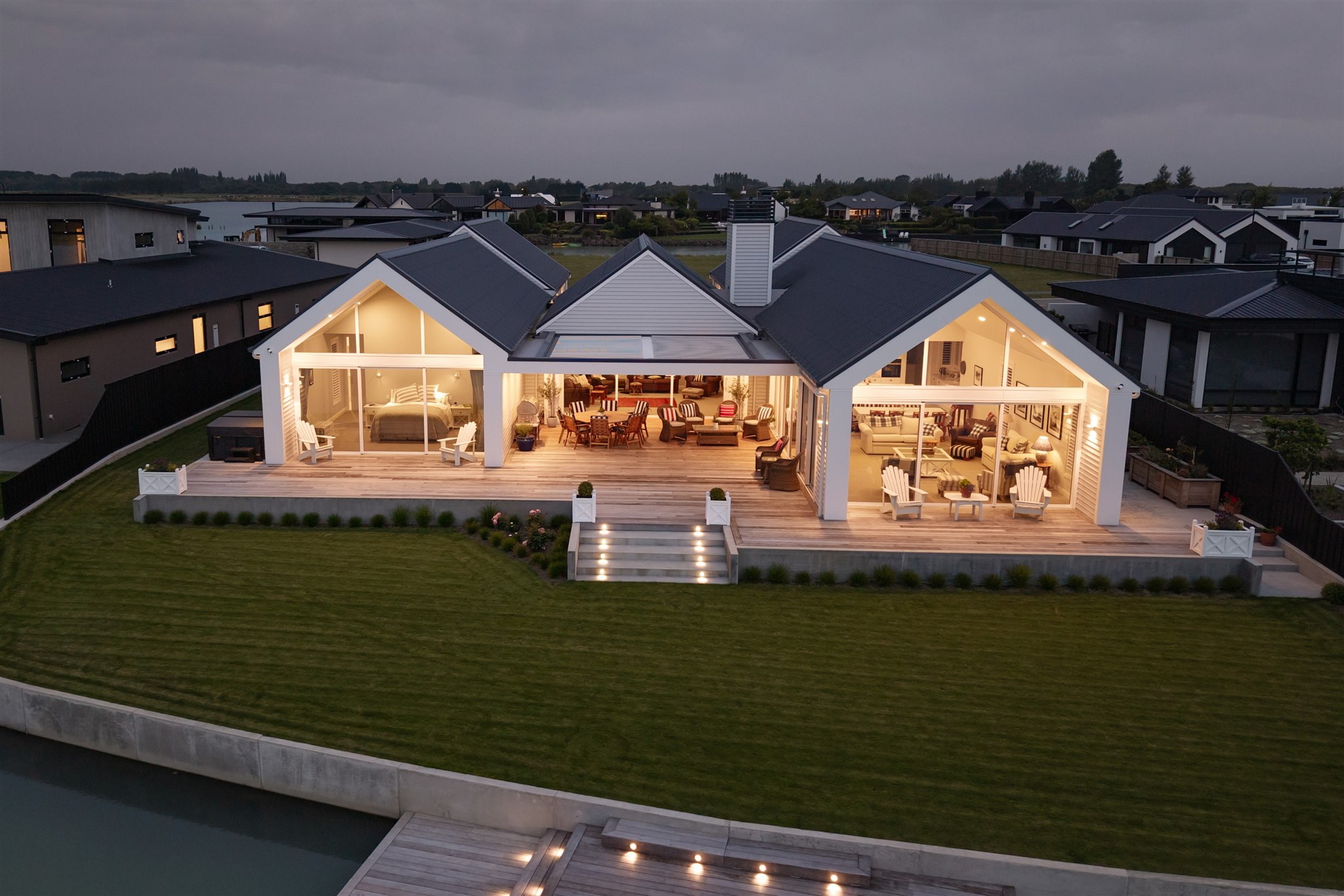 Modern architectural home with outdoor living area built to last by Millar Construction
