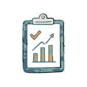 Clipboard with data charts icon