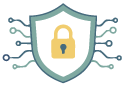 Shield with padlock data security icon