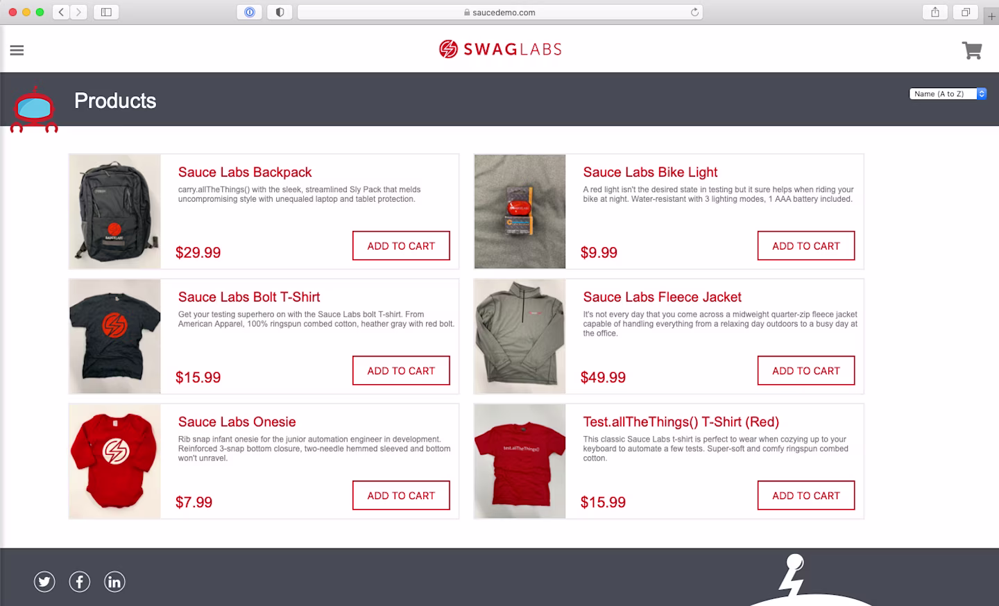 visualtesting swaglabs