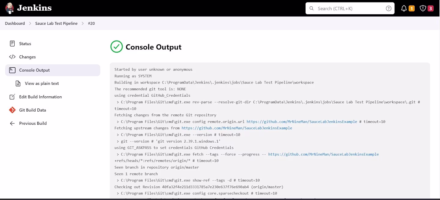 Console Output Detail