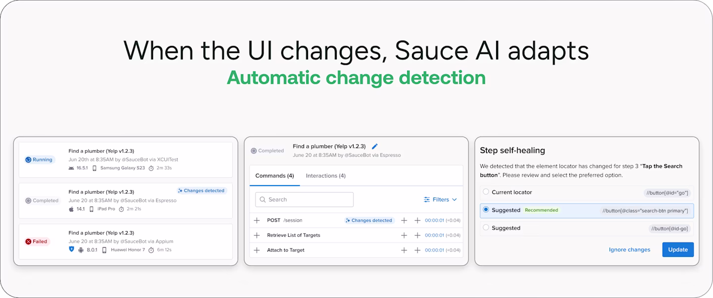 Sauce AI for Test Authoring - Self Heal