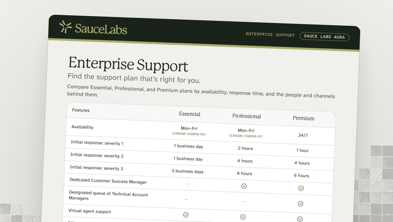 Sauce Labs Enterprise Support