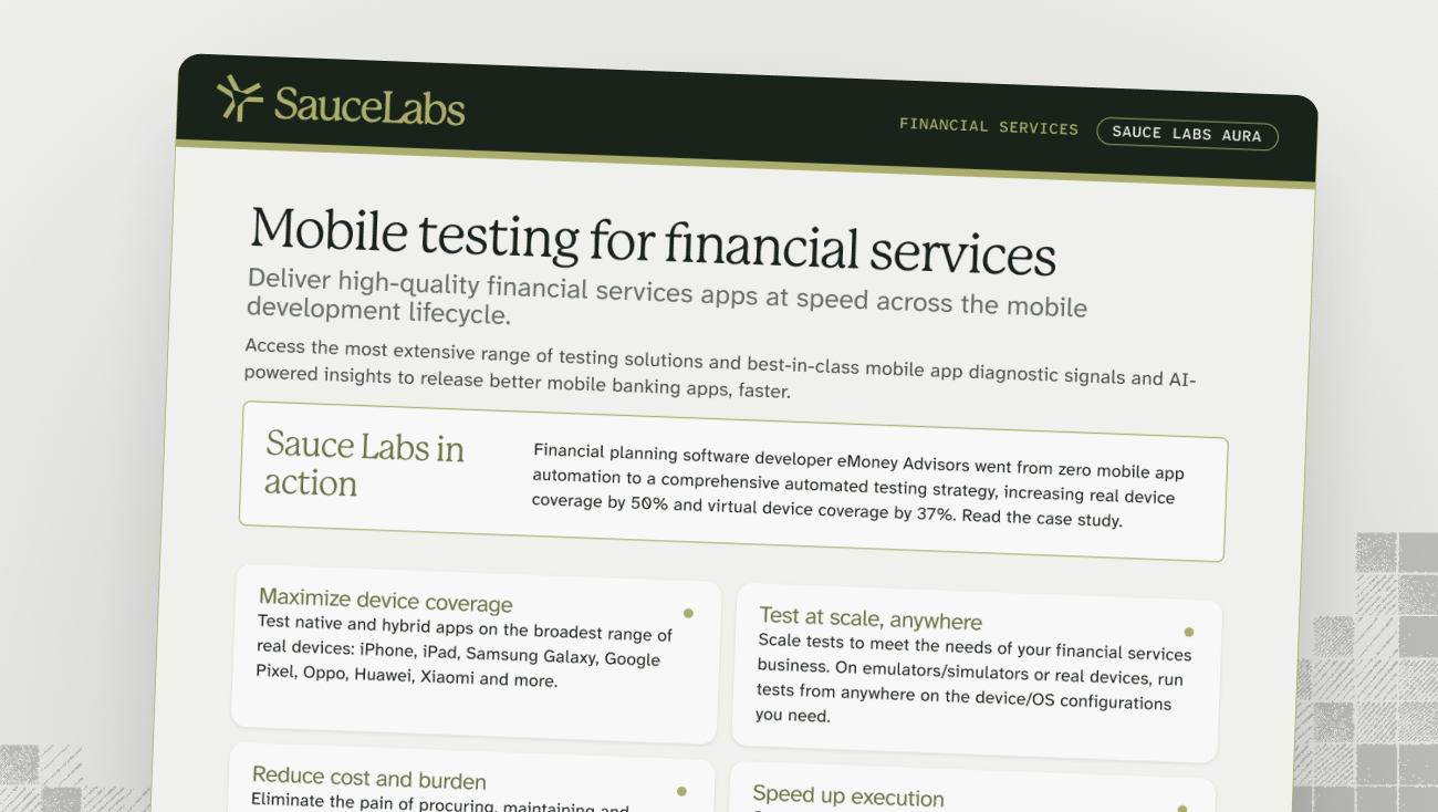 Sauce Mobile for Financial Services 