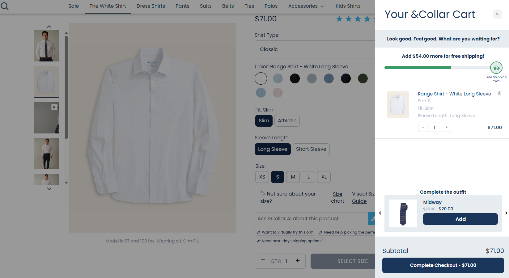 Free shipping threshold with cart-level progress indicator