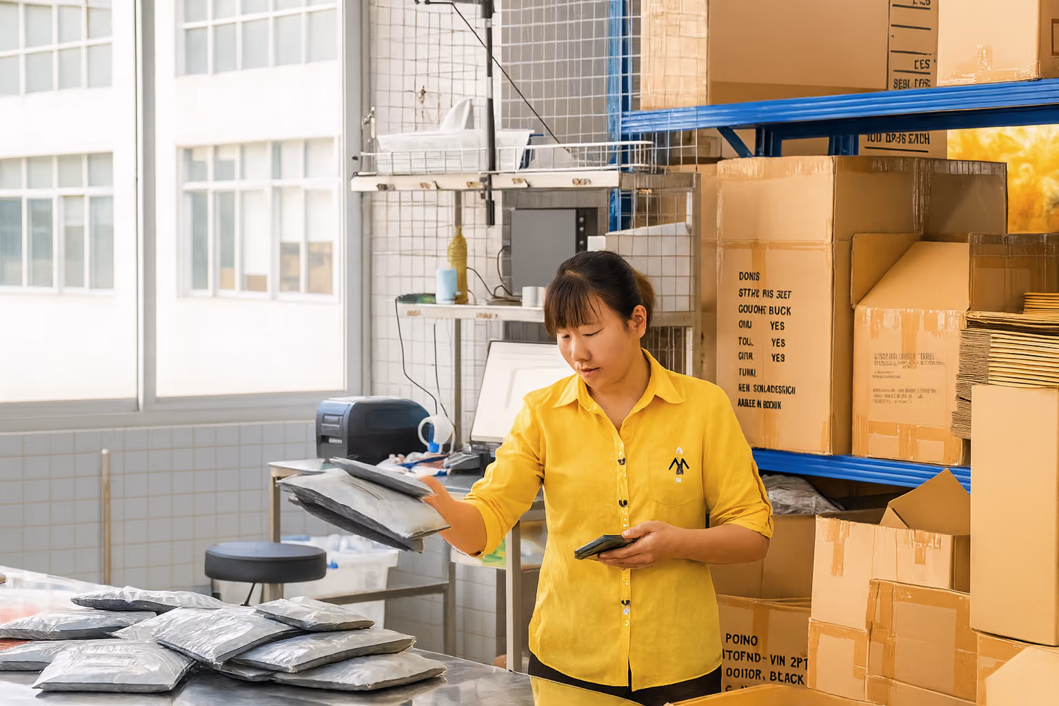 Portless receiving team inspecting units at the Shenzhen facility
