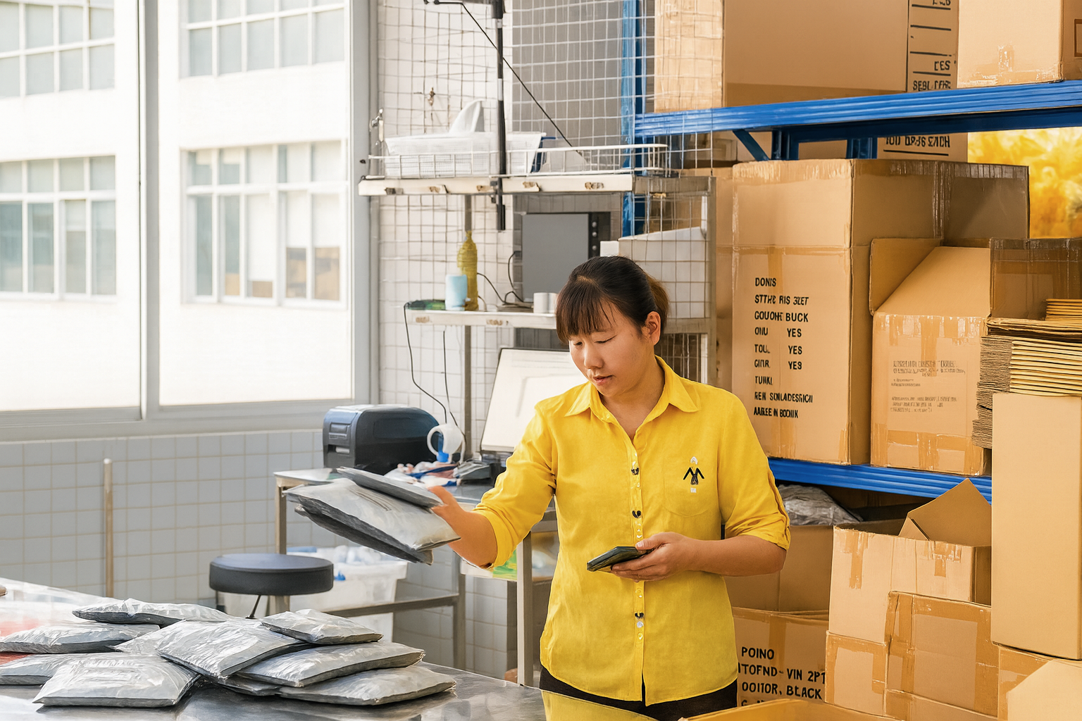 Portless receiving team inspecting units at the Shenzhen facility