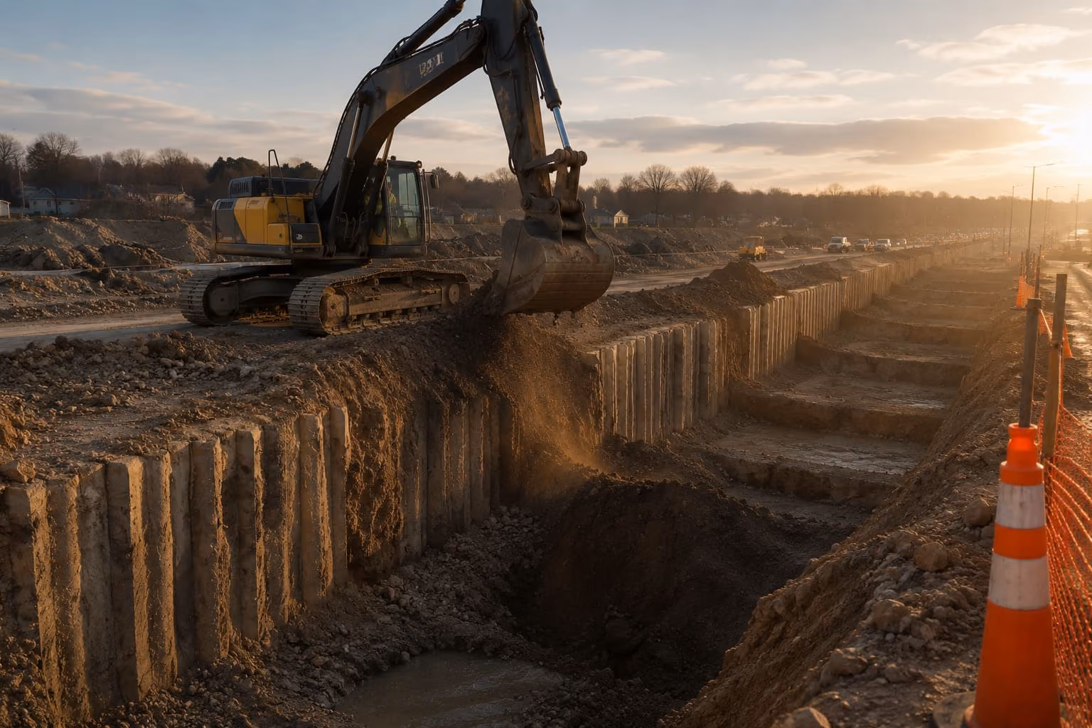 Bagger bei Erdarbeiten – Erd- und Tiefbau