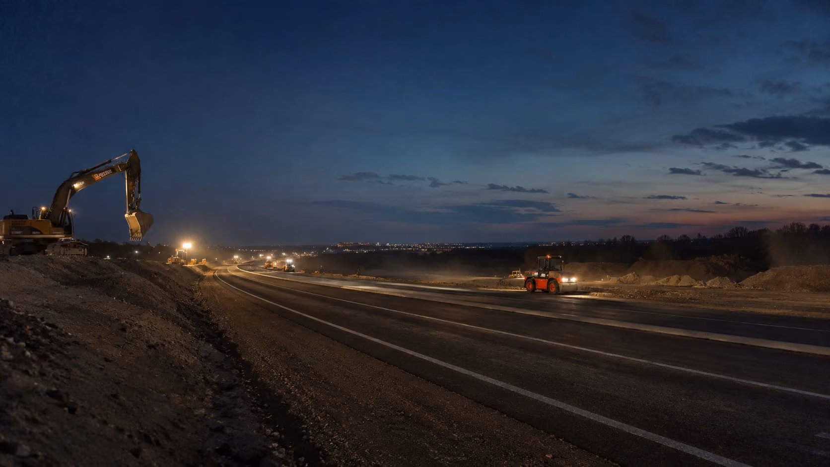 Baustelle im Abendlicht