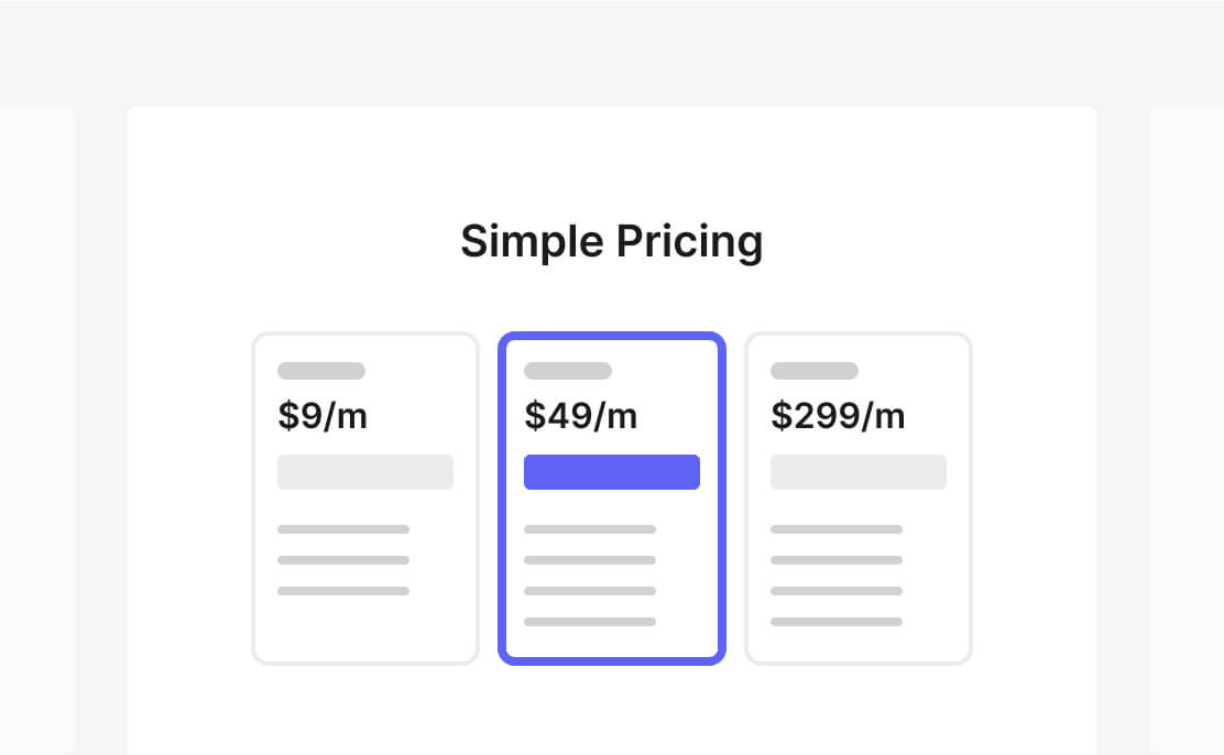Pricing sections