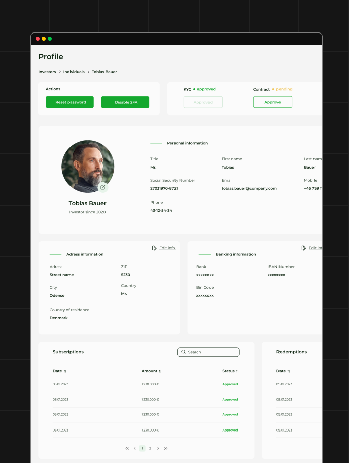 Quantrom investor onboarding and fund management platform