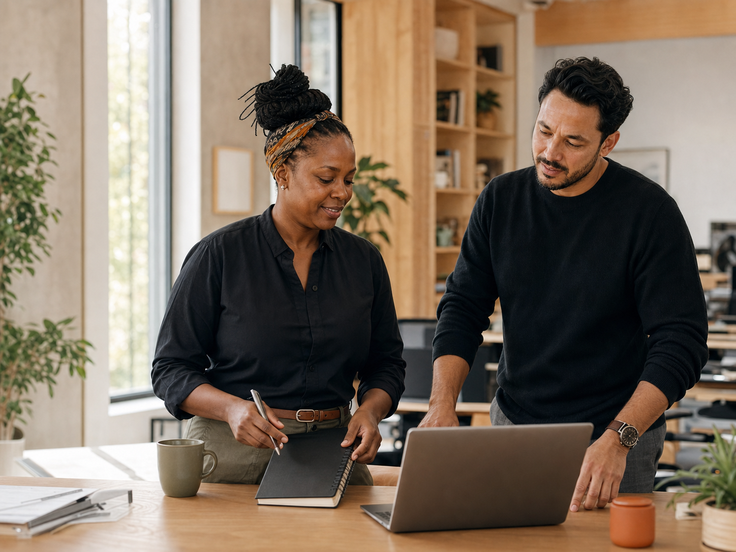 Business owner and technology consultant preparing to begin a software project
