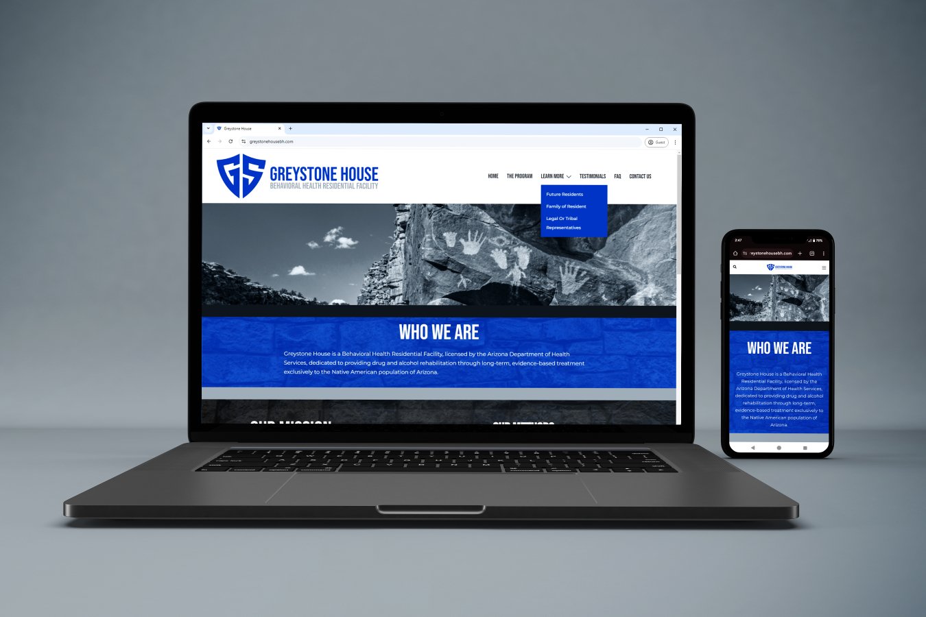 Greystone House is a behavioral health company that had an existing logo but no online presence nor standard branding guide. I was contracted to create a responsive, mobile-friendly website which also included crafting a lite brand guide based on the existing logo color and design.